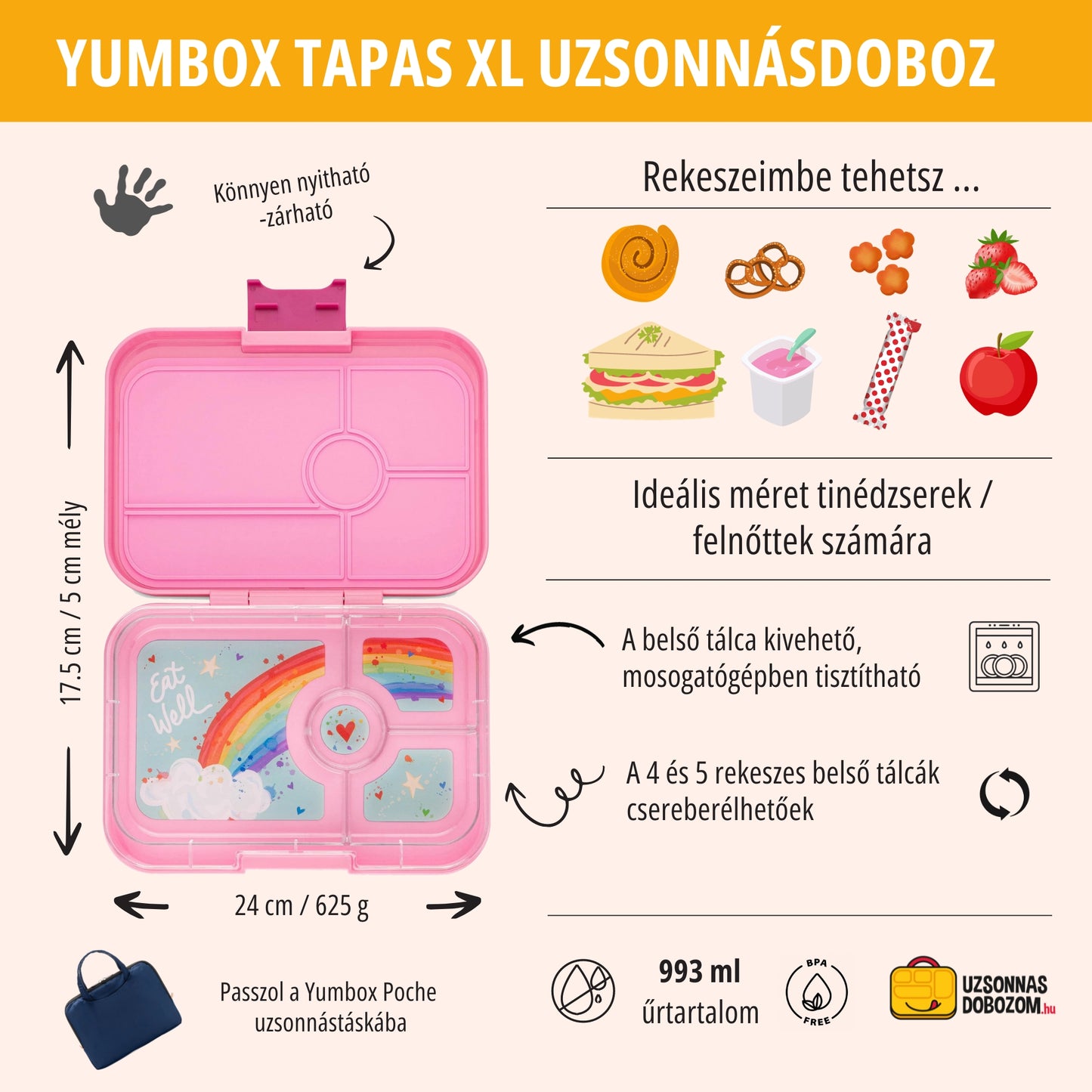 Yumbox Tapas XL Malibu Purple / Rainbow (4 rekeszes)