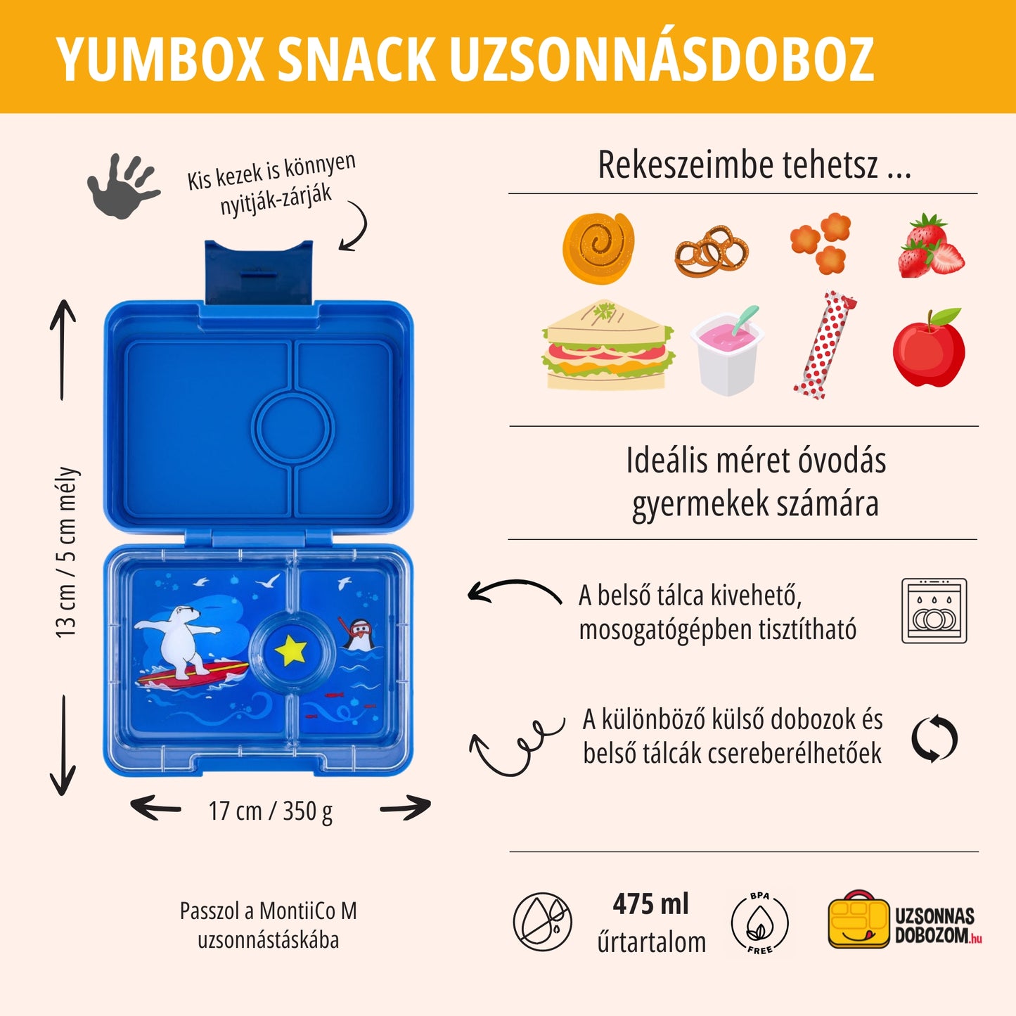 Yumbox Snack Surf Blue / Polar Bear