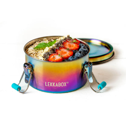 Lekkabox Clipsy Rainbow - rozsdamentes kerek ételtároló doboz