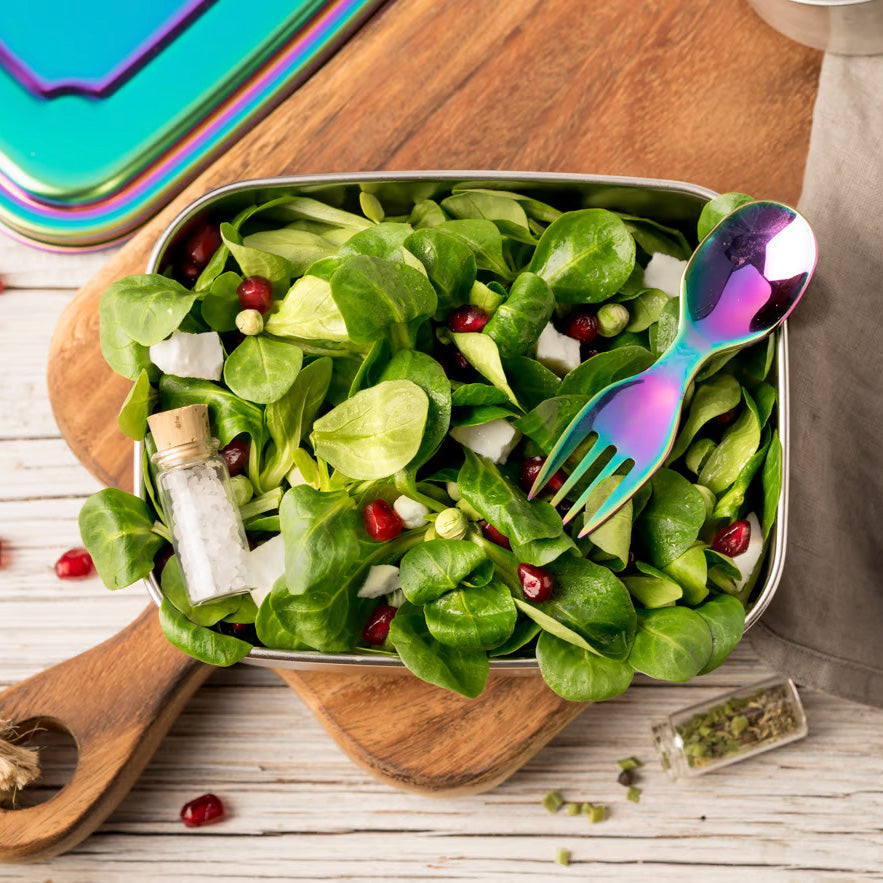 Rozsdamentes acél kanál-villa - szivárványos